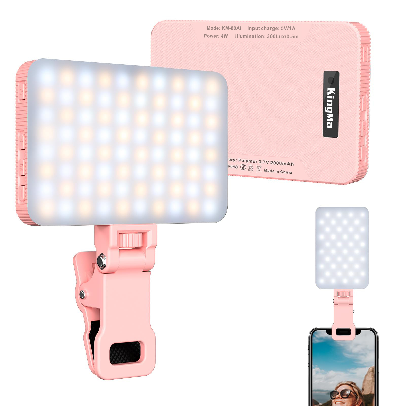 Quality Photography Lighting - King Ma-Lampe selfie rose aste, portable,