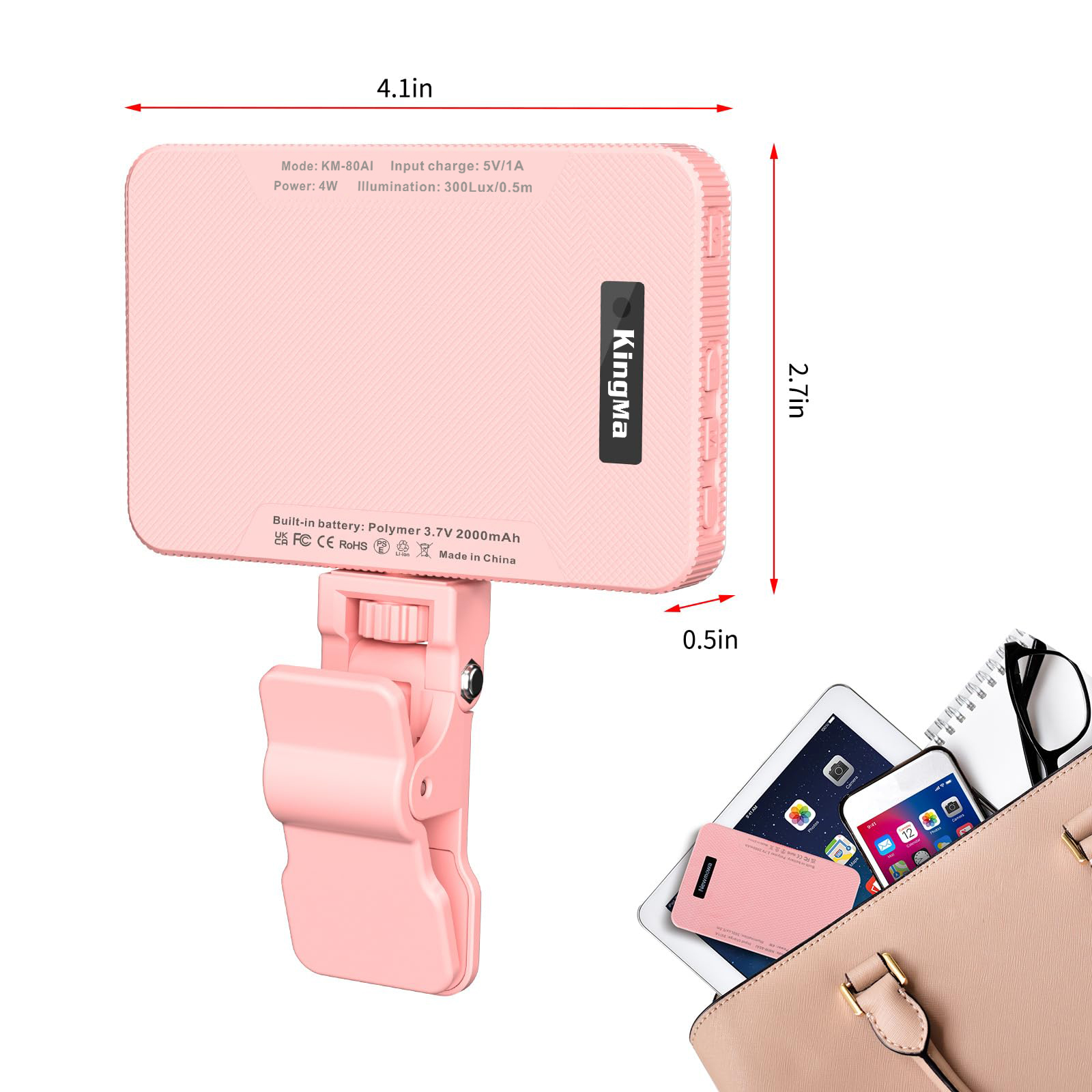 King Ma-Lampe selfie rose aste - Quality Photography Lighting avis et prix