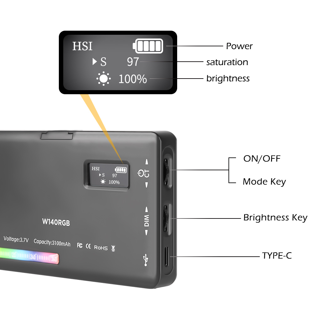 SH W140-Lampe vidéo LED RVB, L - Photography Lighting Board avis et prix